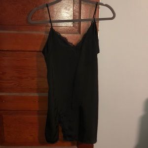 Black lacy slip dress